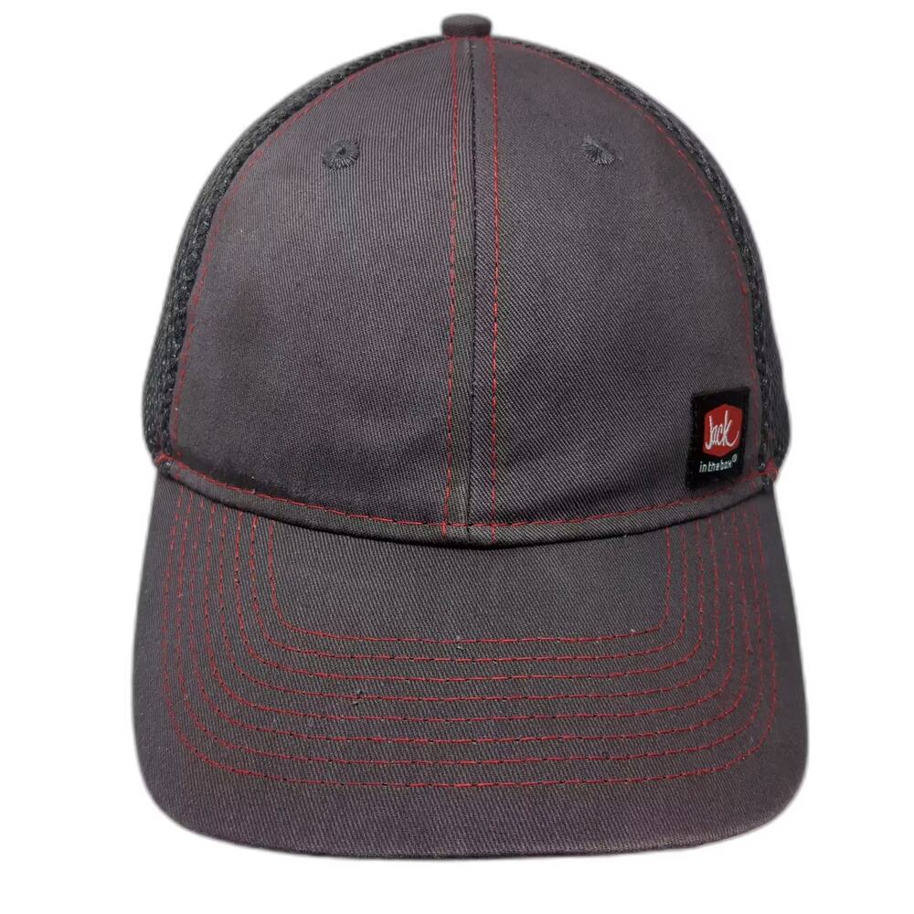 Jack in the box Baseball Cap Gray Red One Size Mesh Patch Stitched Strapback Hat